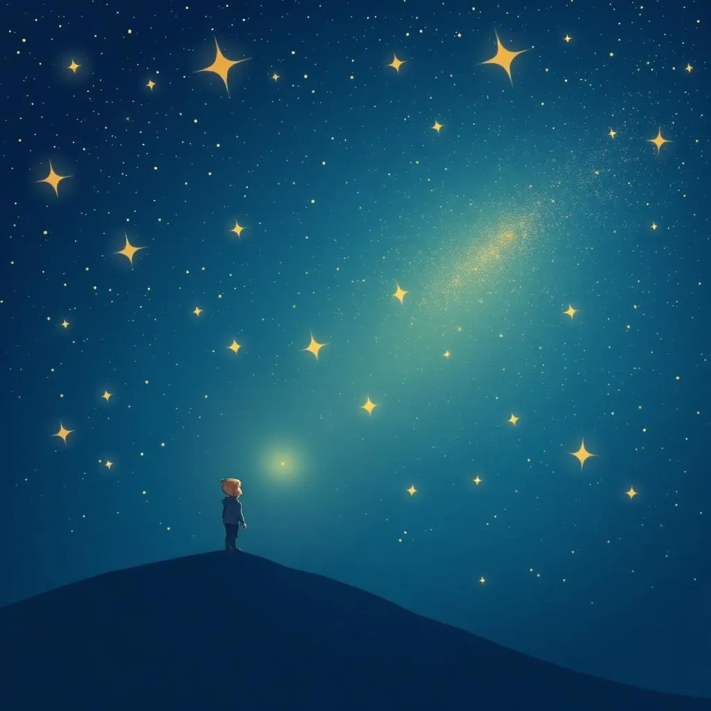 一个迷路的孩子被星星照亮 - 暗网吃瓜 404 安抚插画